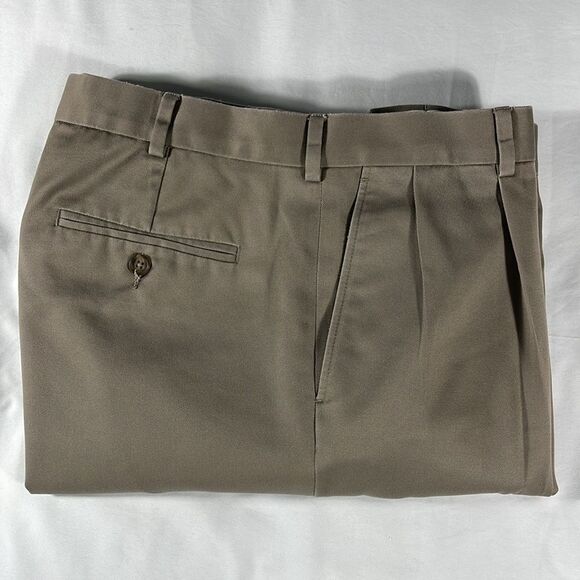 Lands' End mens brown Traditional Fit double pleated chino pants - size 34x31 - Picture 11 of 13
